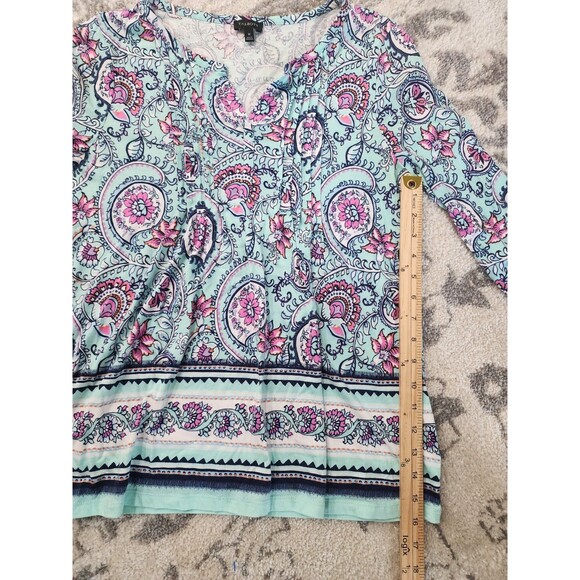 Talbots Women's Boho Floral 3/4 Sleeve V-Neck Top Pima Cotton/Modal Size Medium - Picture 6 of 7